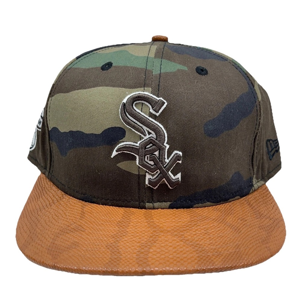 Chicago White Sox Hat Cap Strap‎ Back Brown Green Camo Faux Snake Skin Bill MLB